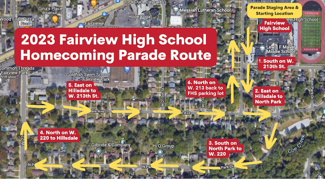 2023 FHS Homecoming Parade Route